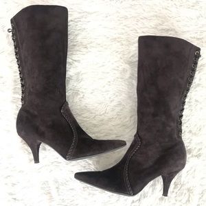 Gianni binni heel Suede lace back detail boots